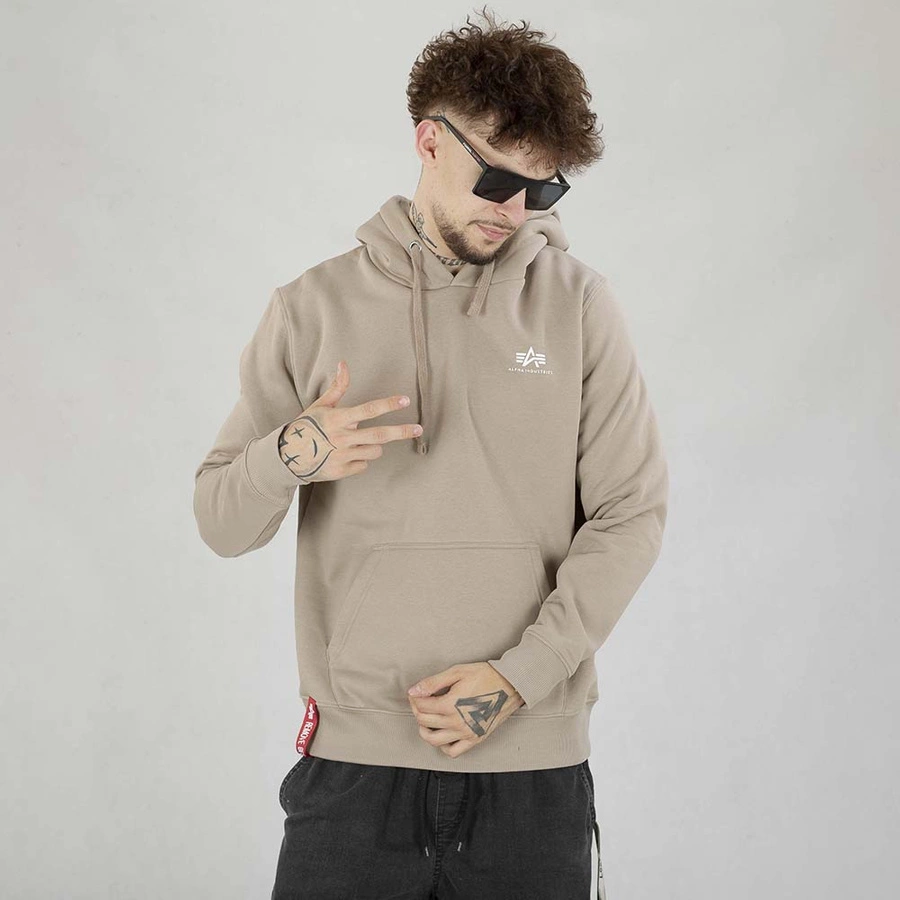 Bluza Alpha Industries Hoodie Basic Small Logo 196318 beżowa