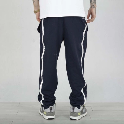 Spodnie Dresowe Grube Lolo Logo Lampas granatowe