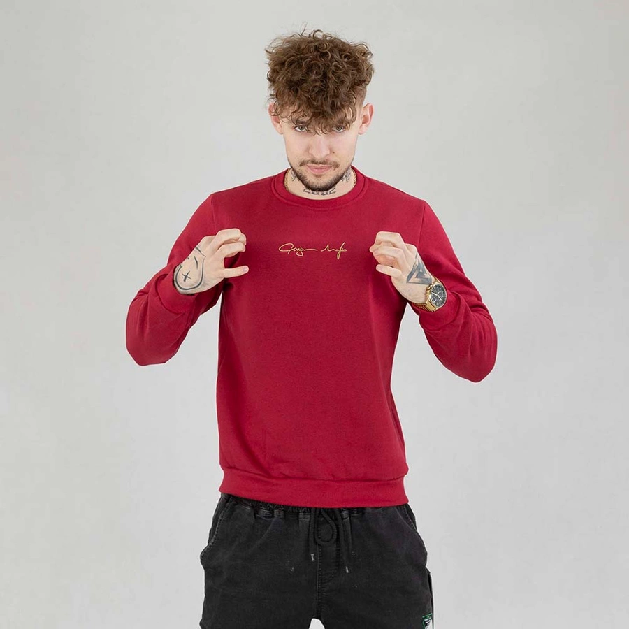 Bluza Ganja Mafia Crewneck Podpis Mini Gold bordowy