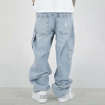 Spodnie Baggy Jigga Wear Jeans Cargo Wear Crown jasne niebieskie