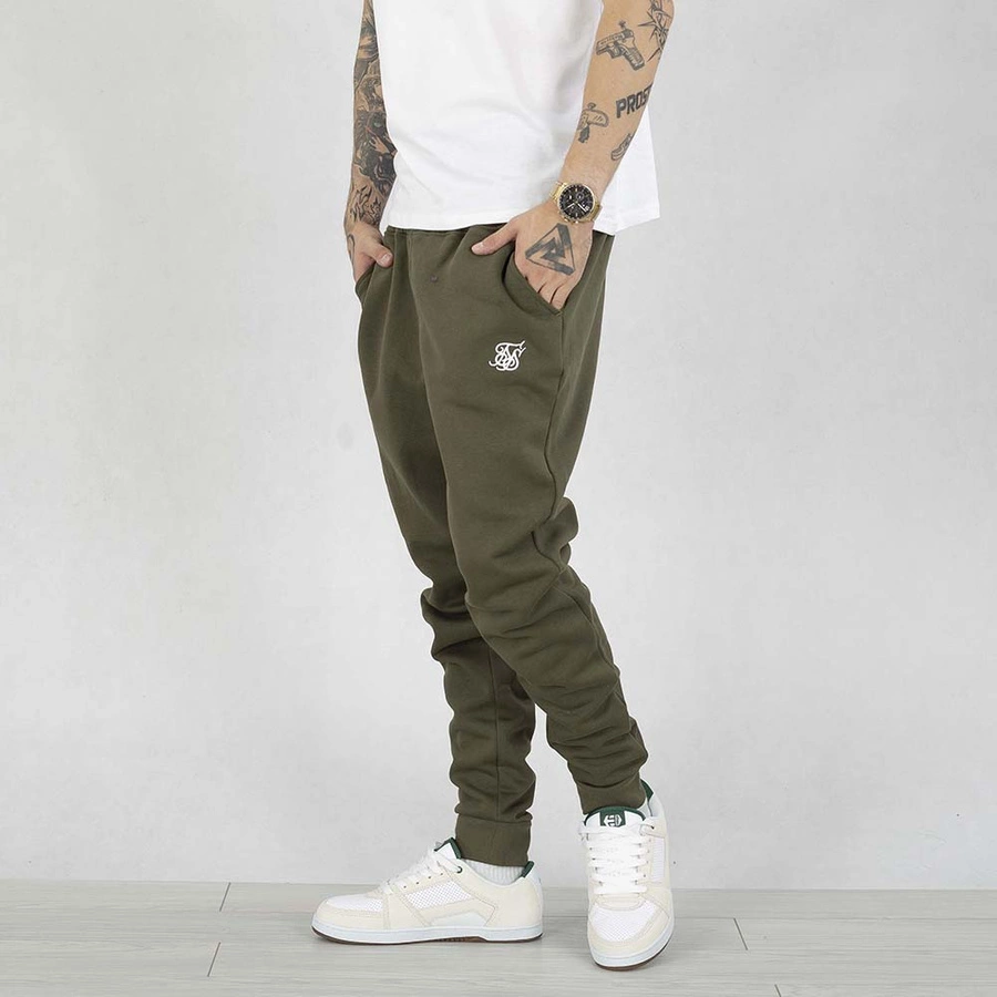 Spodnie dresowe SikSilk Essentials Cuffed Joggers SS-24862 khaki