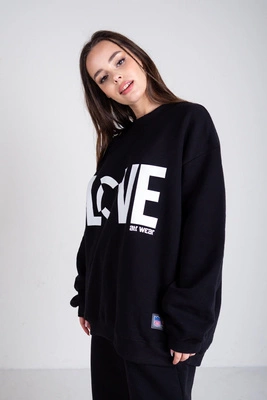 Bluza ATR Wear Oversize Bez Kaptura LOVE Extra czarna