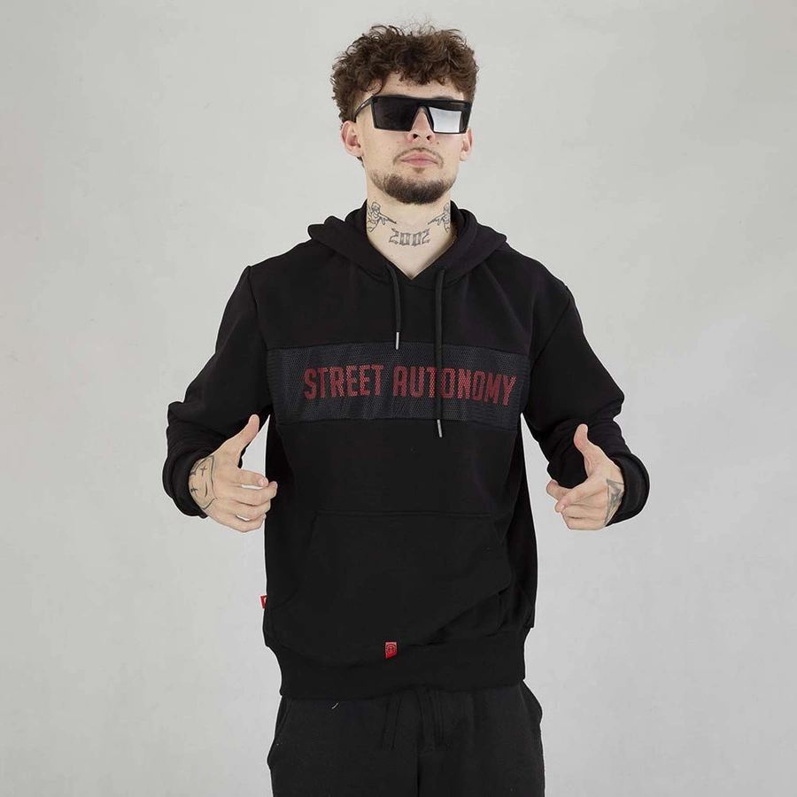 Bluza Street Autonomy Hoodie COM czarno czerwona