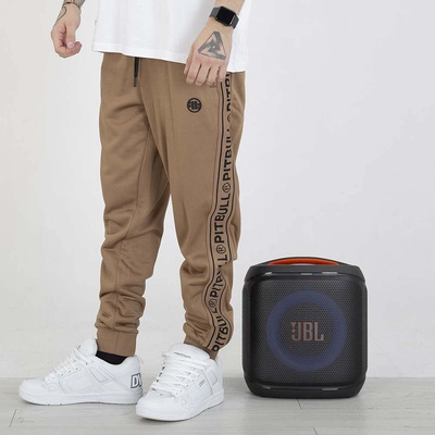 Spodnie dresowe Pit Bull Oldschool Tape Logo beżowe