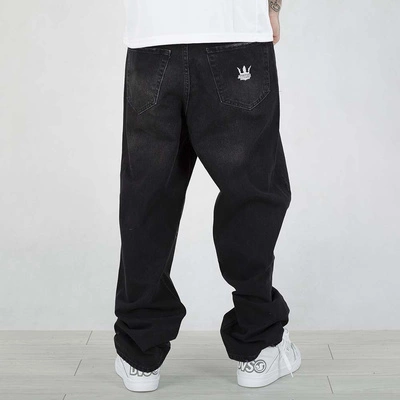 Spodnie Baggy Jigga Wear Crown czarne sprane