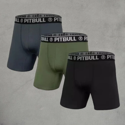 Pit Bull Bokserki 3 Pack Sport Mikrofibra oliwkowe grafitowe czarne