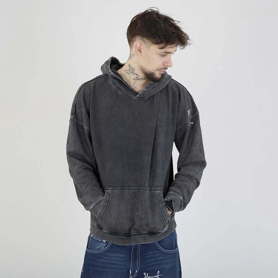 Bluza Stoprocent Hoodie Haft Bark Small czarna sprana