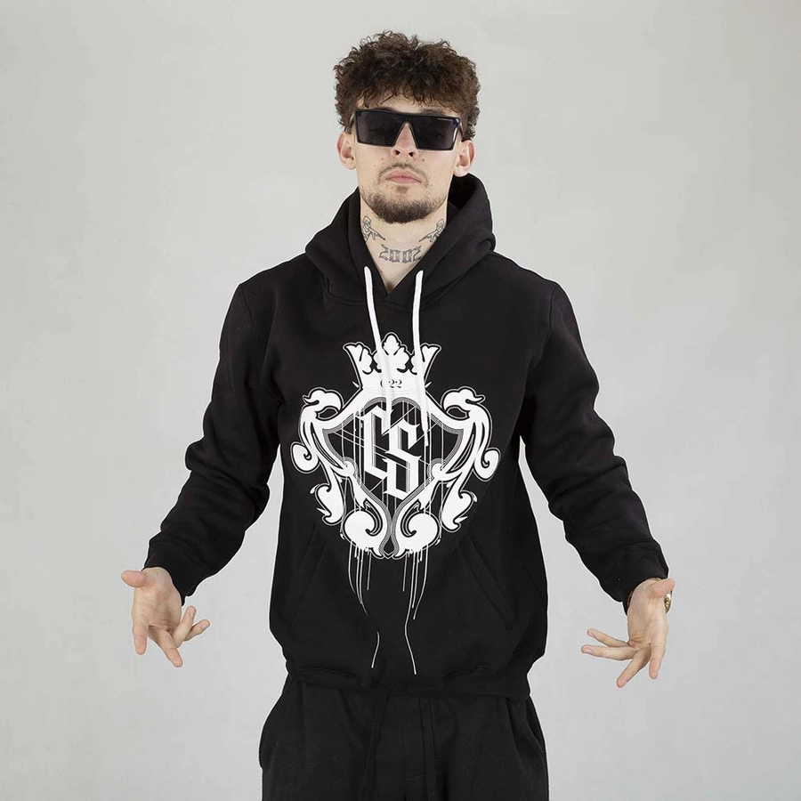 Bluza Hoodie Ciemna Strefa CS Duży Herb czarno biała