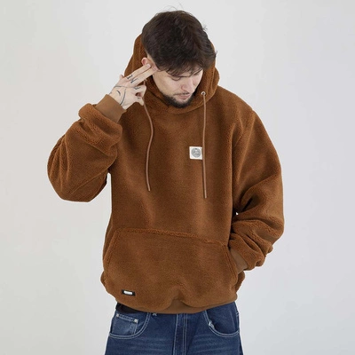 Kurtka Zimowa MASS Hoodie Patch Teddy brązowa