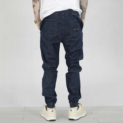 Spodnie Jogger Ganja Mafia Jeans Podpis Gold granatowe