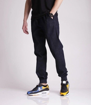SmokeStory-Jogger Slim Jeans Slim Haft Spodnie Dark Blue