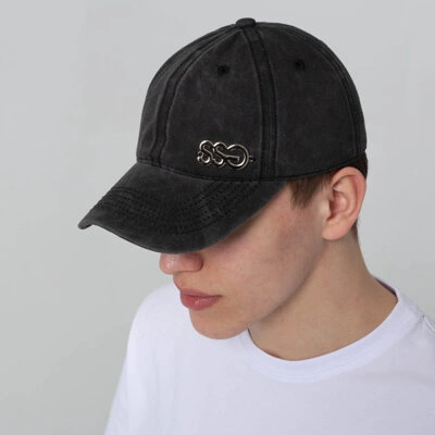 Czapka 6 Panel Smoke Story Metalic Logo 3D Czarny Jeans Sprany