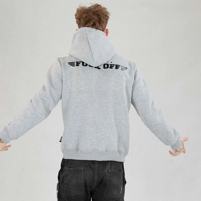 Bluza Hoodie Red Eyes Fuck Off szaro czarna