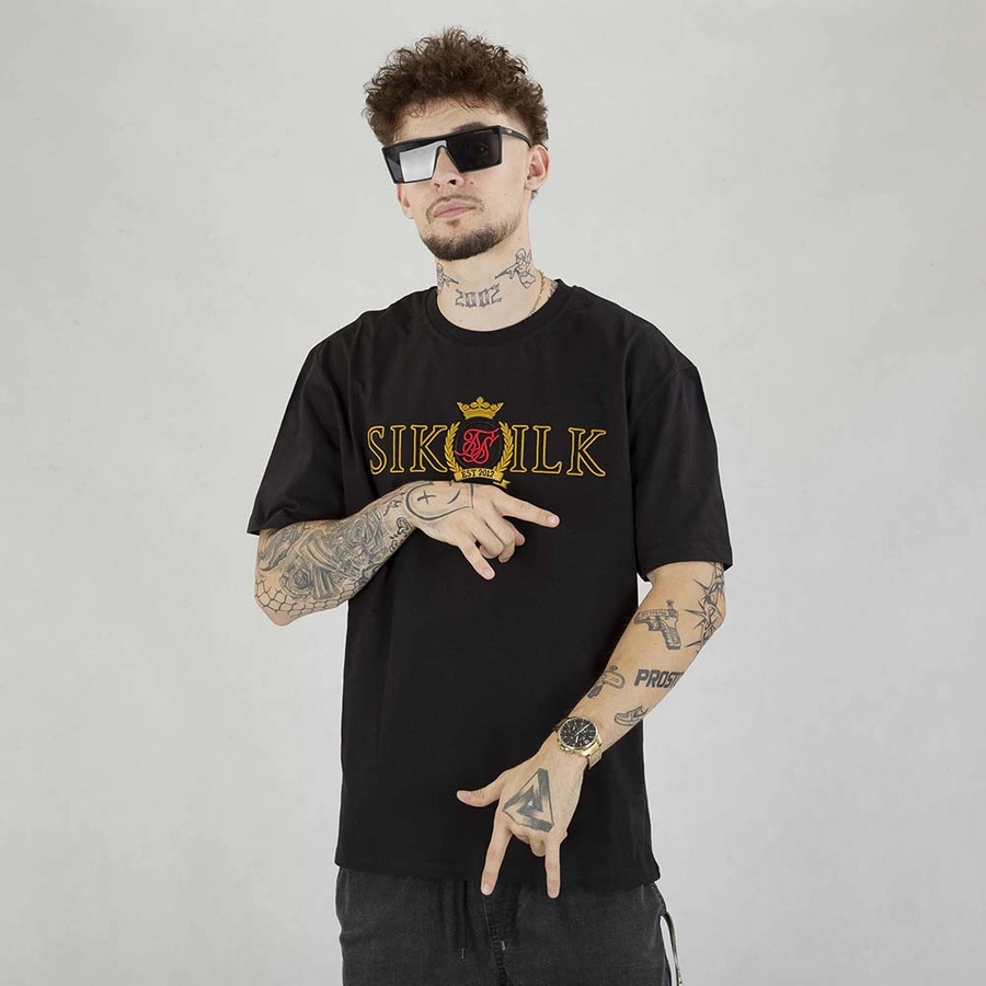 Koszulka SikSilk Crest Oversized SS-22550 czarny