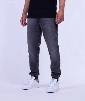 Biuro Ochrony Rapu SKIN Spodnie Jogger Jeans Guma Czarny przecierany
