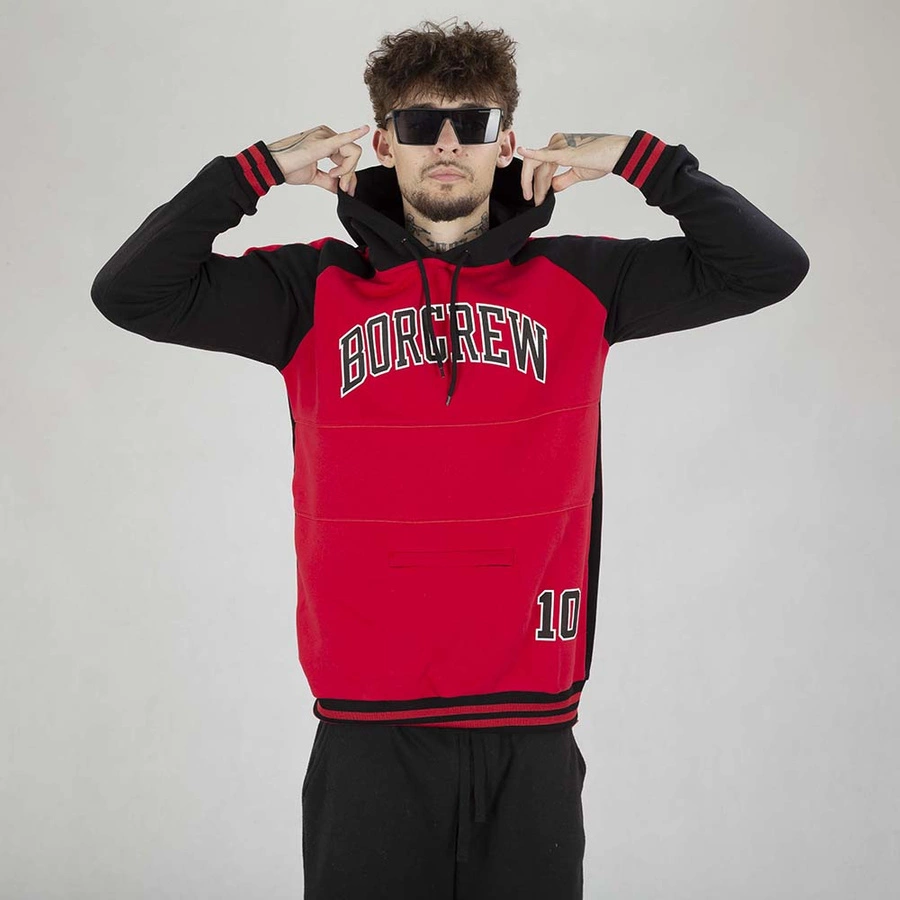 Bluza Hoodie Biuro Ochrony Rapu REGLAN BULLS czerwono-czarna