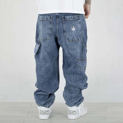 Spodnie Baggy Jigga Wear Jeans Cargo Wear Crown niebieskie