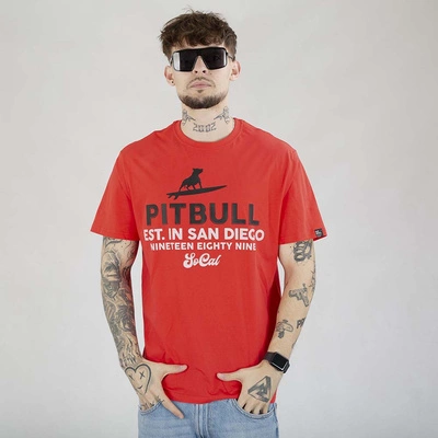 Koszulka Pit Bull Surfing Dog czerwona