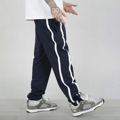 Spodnie Dresowe Grube Lolo Logo Lampas granatowe