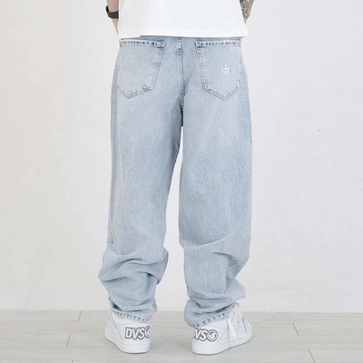 Spodnie Baggy Jigga Wear Crown Destroyed jasne niebieskie