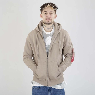 Bluza Alpha Industries Hoodie Zip Back Print 128342 beżowa