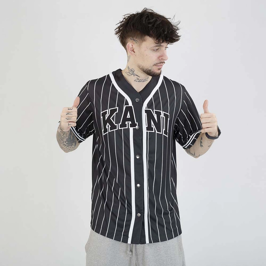 Koszulka Karl Kani Serif Pinstripe Baseball 6033360 black white