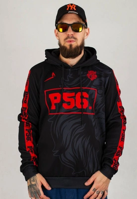 Bluza Dudek P56 Hoodie Lion Football czarno czerwona