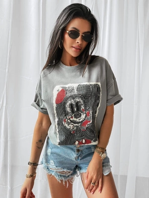 Koszulka Olavoga Red Miki jasna szara