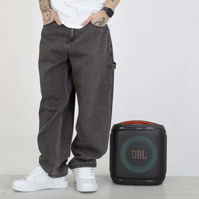 Spodnie Mass Jeans Extra Baggy Fit Crown czarne sprane