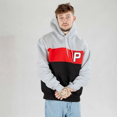 Bluza Prosto Hoodie Pockez szara czerwona