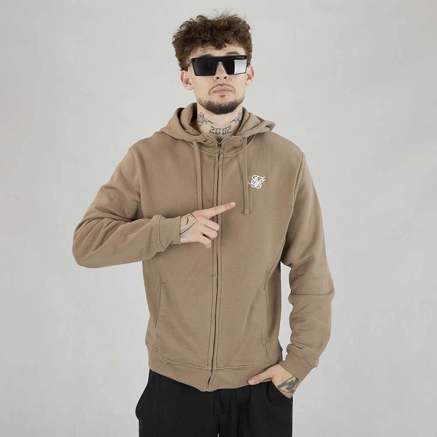 Bluza Hoodie ZIP SikSilk Essentials brązowa