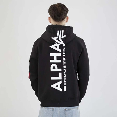 Bluza Alpha Industries Hoodie Zip Back Print 128342 czarna