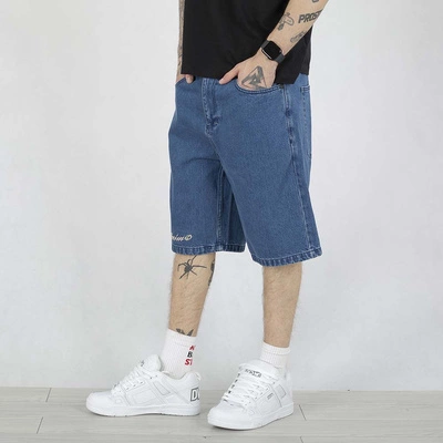 Krótkie Spodenki Mass Baggy Fit Initials Jeans niebieskie