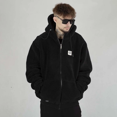 Kurtka Zimowa Mass Hoodie ZIP Patch Teddy czarna