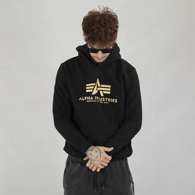 Bluza Alpha Industries Hoodie Basic Carbon 146343 czarna złota