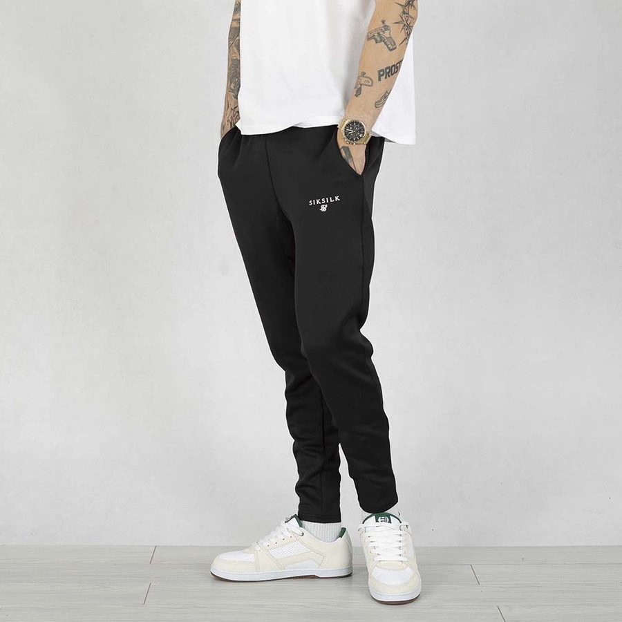 Spodnie dresowe SikSilk Essentials Poly Joggers SS- 26418 czarne