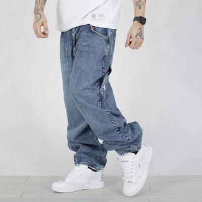 Spodnie Baggy Jigga Wear Jeans Cargo Wear Crown niebieskie