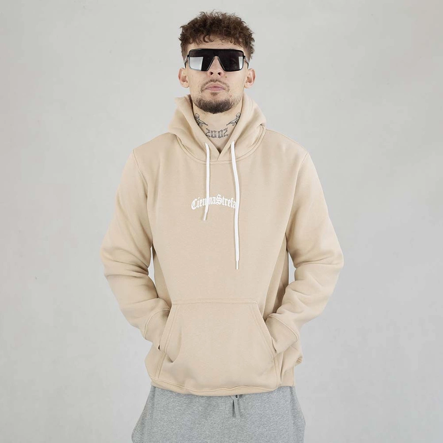 Bluza Hoodie Ciemna Strefa CS Gotyk Logo Back beżowa biała