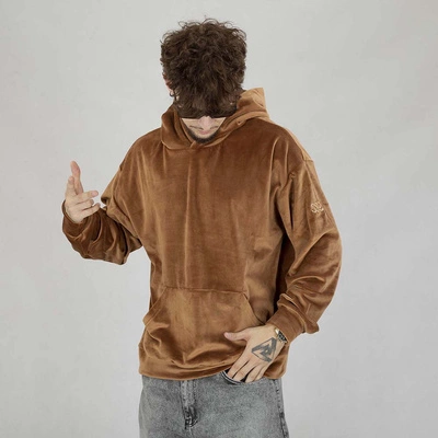 Bluza SSG Hoodie Welurowa Basic brązowa