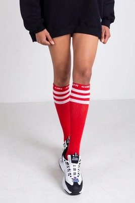 Podkolanówki ATR Wear Classic czerwone z białymi paskami