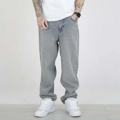 Spodnie Baggy I8 Denim BAG96 niebieskie z brązem