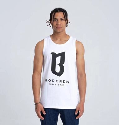 Biuro Ochrony Rapu BORCREW CLASSIC Tank Top Biały