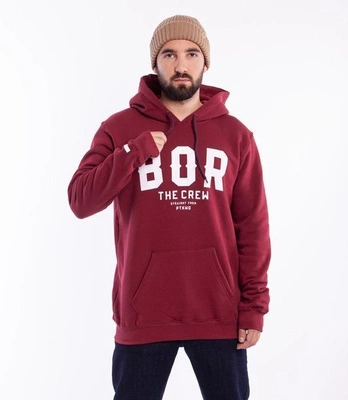 Biuro Ochrony Rapu BORCREW THE CREW Bluza z kapturem Bordowy