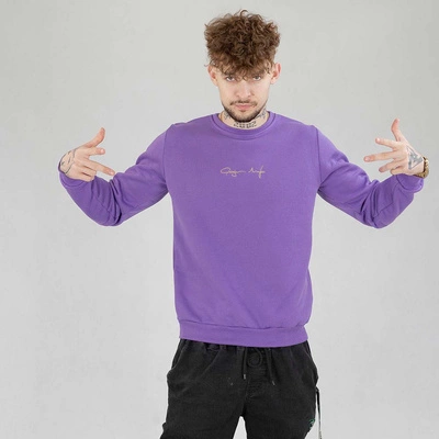 Bluza Ganja Mafia Crewneck Podpis Mini Gold fioletowa