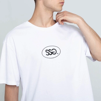 T-Shirt Smoke Story Oval Frame Basic Logo Biały