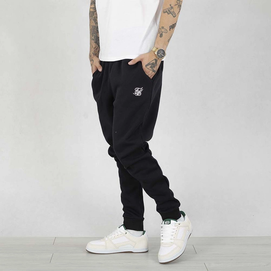 Spodnie dresowe SikSilk Essentials Cuffed Joggers SS-24860 czarne