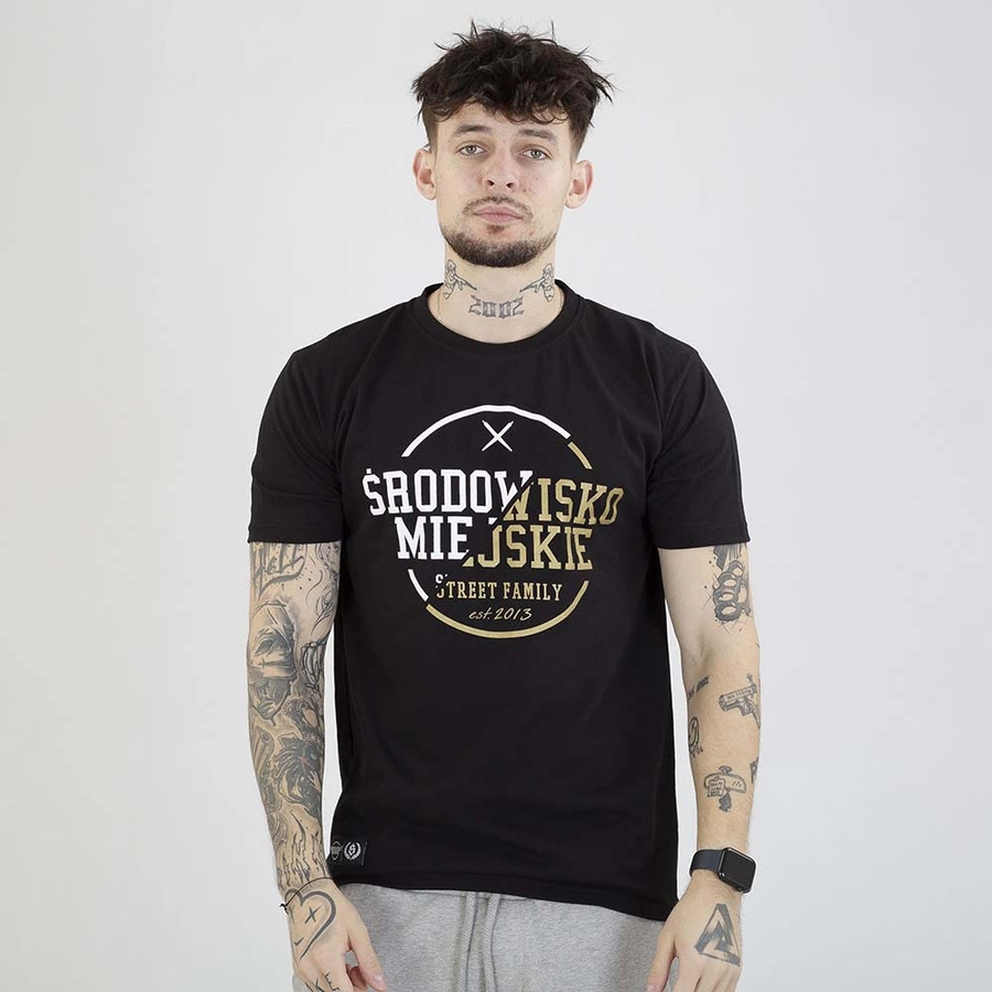 T-shirt Środowisko Miejskie Classic Cut czarno złoty