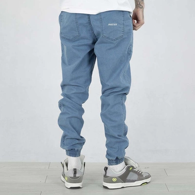 Spodnie Jogger Chada Jeans Haft jasne niebieskie
